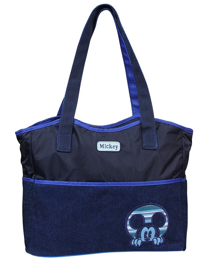 Bolsa Maternidade BabyGo Baby Bag Luxo c/ Trocador G Disney Mickey Jeans Azul Marinho