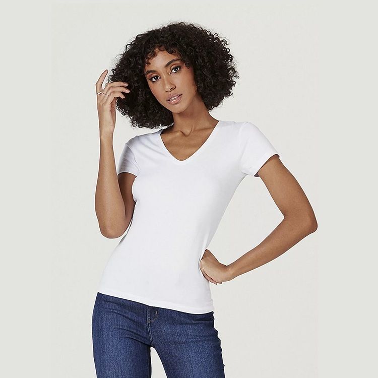 Blusa Hering Feminina Básica Decote V com Elastano M Branco