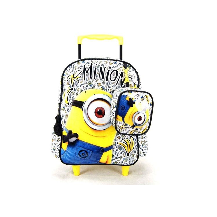 Mochila Minions com Rodas Branco