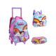 Mochila com Rodas + Lancheira + Estojo Lollie Candy