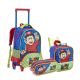 Mochila com Rodas + Lancheira + Estojo Let’s Play Azul
