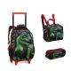 Mochila com Rodas + Lancheira + Estojo Dinossauro