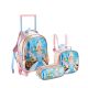 Mochila com Rodas + Lancheira + Estojo Princesa Rose
