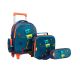 Mochila com Rodas + Lancheira + Estojo Robô