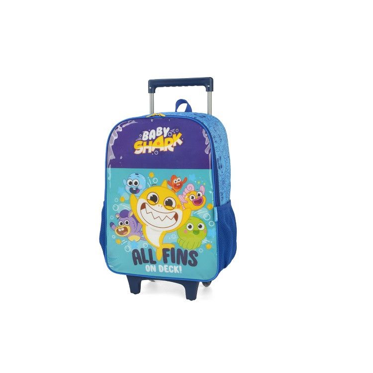Mochila Baby Shark com Rodas Azul