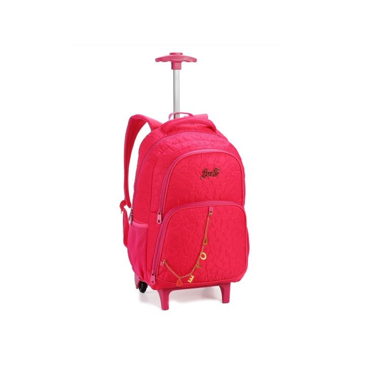 Mochila Just Teen Com Rodas Rosa