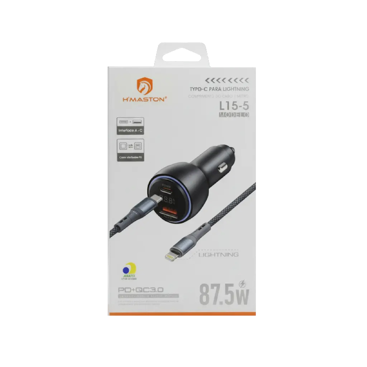 Carregador Veicular Turbo de 87.5W Preta - 1
