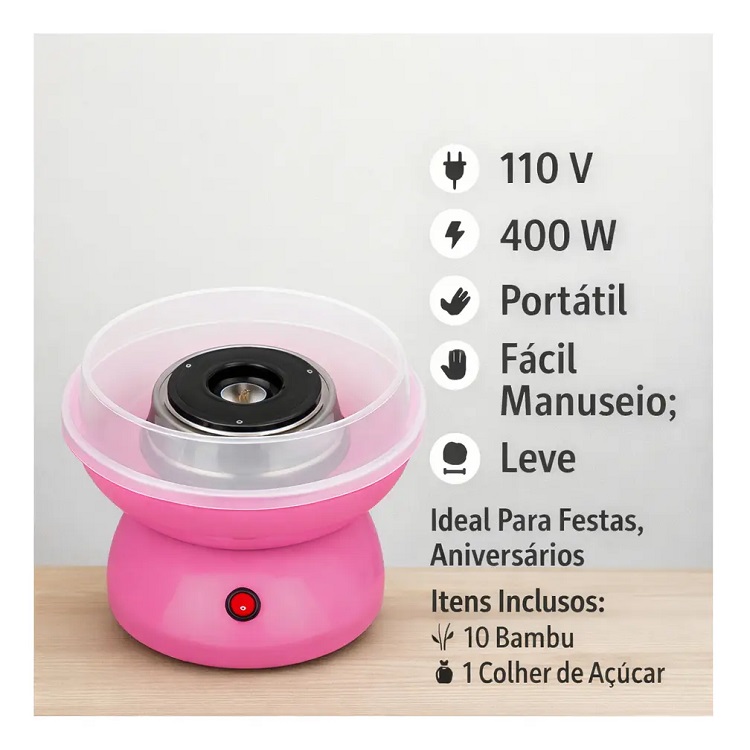 Máquina de Algodão Doce Rosa - 1