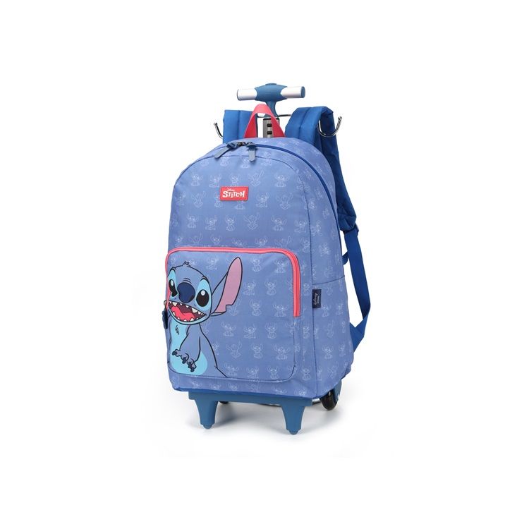 Mochila Stitch com Rodas Azul 