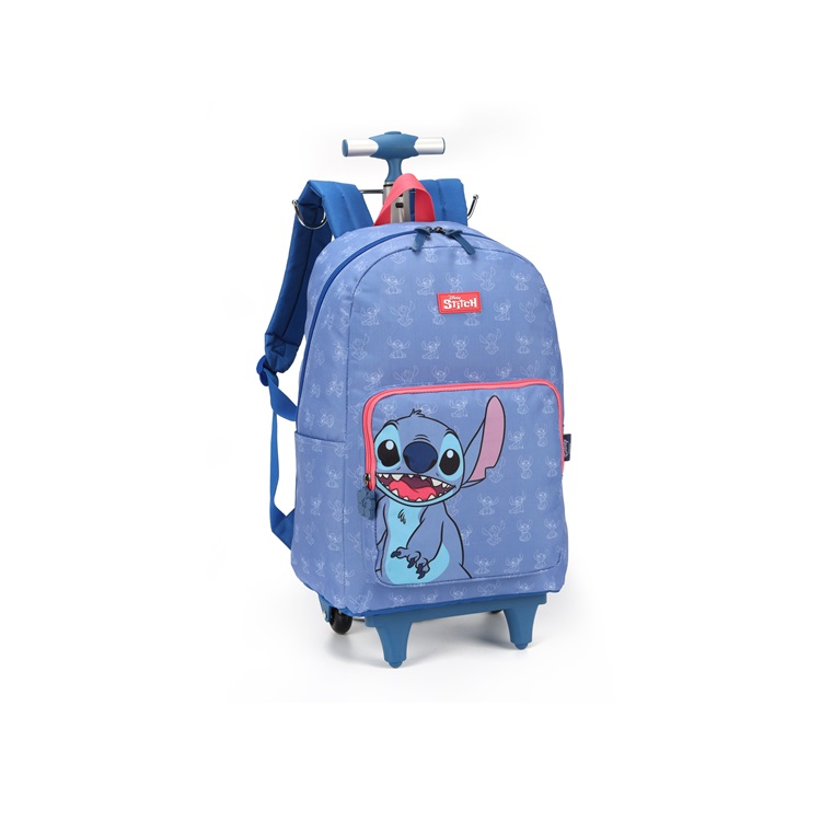 Mochila Stitch com Rodas Azul 