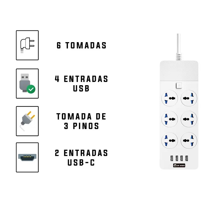 Extensor de Tomada Branco - 2