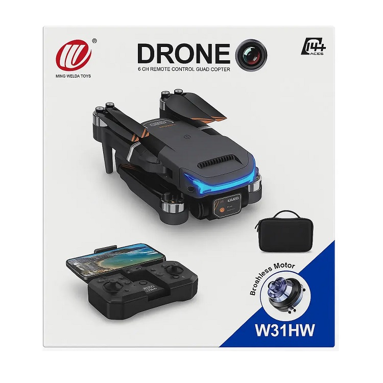 Drone W31HW Dobrável Com Câmera HD Preta - 2